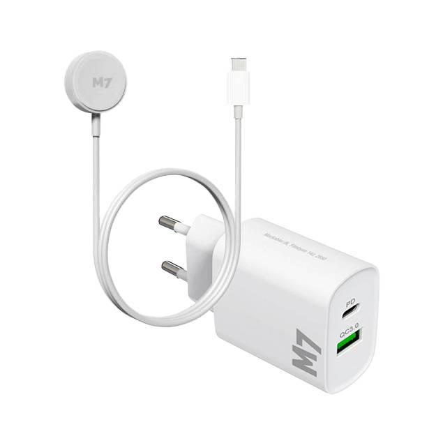 M7 Apple Watch charging pack - 1 meter USB cable + dual charger