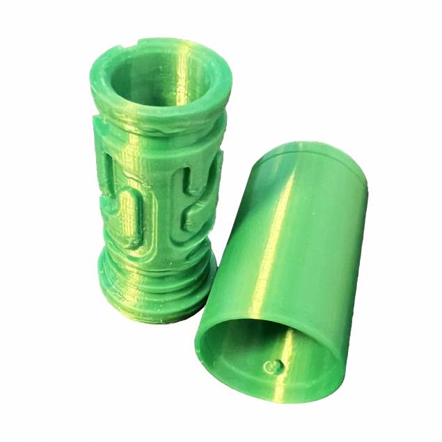 Puzzlebox cylinder labyrinth for play and geocaching - 3D printed - Green