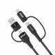 Wozinsky 4-in-1 woven multi-cable - 60W - USB-C, Lightning and USB - 1 meter