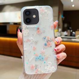 iPhone 11 protective case - Flowers and glitter stars