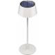 Rechargeable, waterproof and solar-powered table lamp with touch control - White