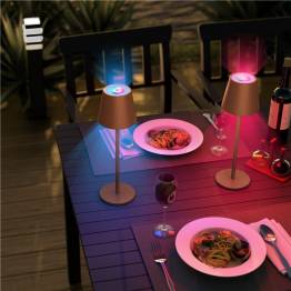  Rechargeable and waterproof RGBW LED table lamp with colored light and touch control - Bronze