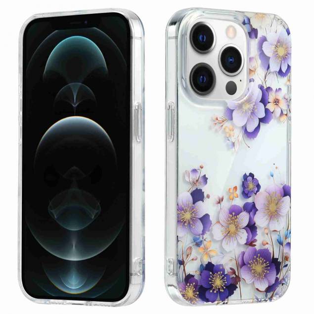 iPhone 12 / 12 Pro case with purple flowers