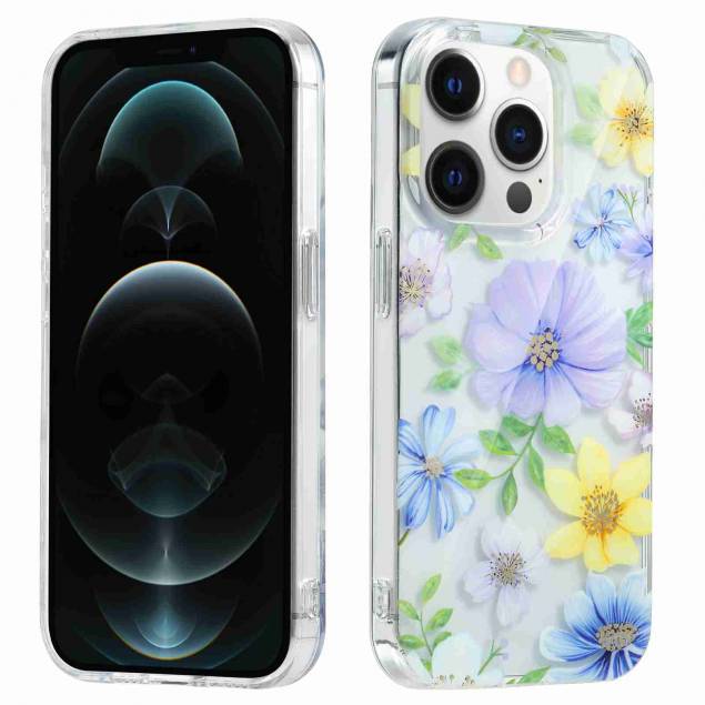 iPhone 12 / 12 Pro case with flowers in delicate colors