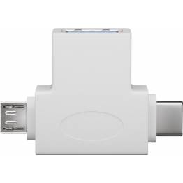 USB to USB-C and MicroUSB multi USB adapter