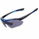 RockBros polarized cycling glasses with 4 lenses, case, and prescription lens frame - Black/Blue