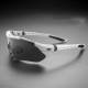 RockBros polarized cycling glasses with 4 lenses, case, and prescription lens frame - White