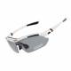 RockBros polarized cycling glasses with 4 lenses, case, and prescription lens frame - White