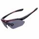 RockBros polarized cycling glasses with 4 lenses, case, and frame for prescription lenses - Black/Red