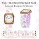 Silicone strap for Apple Watch 42/44/45/49mm with engraved roses - White/Pink