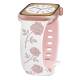 Silicone strap for Apple Watch 42/44/45/49mm with engraved roses - White/Pink