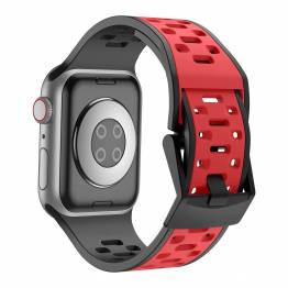  2-colored silicone strap for Apple Watch 42/44/45/49mm - Black/Red