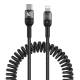 Mcdodo USB-C to Lightning spiral cable from 43 to 180 cm - Black woven