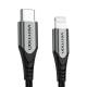 Vention woven MFi USB-C to Lightning cable - 2m - Black/Gray