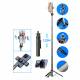 Selfie stick 3-in-1 with tripod, remote control and dual LED light - up to 1.33m