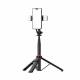 Selfie stick 3-in-1 with tripod, remote control and dual LED light - up to 1.33m