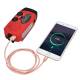 Emergency radio with hand crank, solar cell, flashlight, alarm, and mini power bank - Red