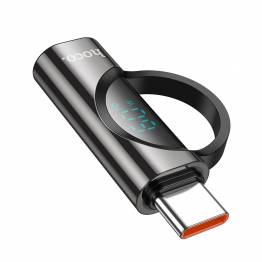  Lightning female to USB-C male adapter with display from hoco - Black