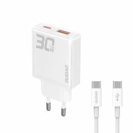 Dudao GaN 30W PD charger USB-C / USB-A incl 1m USB-C cable - White