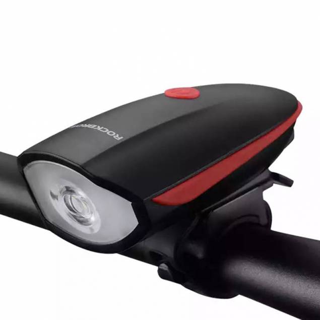 RockBros rechargeable, waterproof bicycle light with beep beep bell - 1200mAh - 250lm