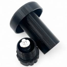  Geocache container with screw bottom for top of tube - 6.5cm - 3D printed - Black