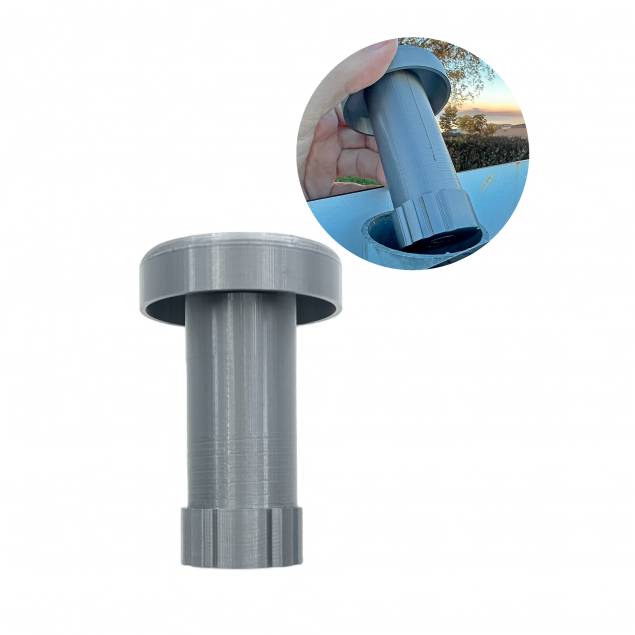 Geocache container with screw bottom for top of tube - 6.5cm - 3D printed - Gray