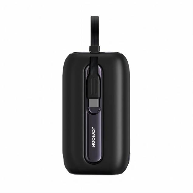 Mini power bank with Lightning and USB-C cables - 10,000mAh - 22.5W - Black