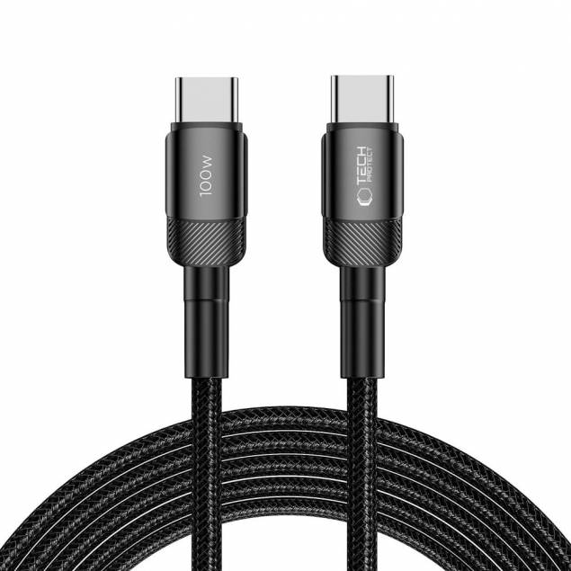 Tech-Protect UltraBoost Evo woven USB-C cable 100W PD charging cable - Black - 3m