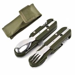 5-in-1 outdoor camping cutlery set with corkscrew and bottle opener