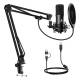 Maono microphone with adjustable arm and pop filter for podcasts and streaming - USB-C/USB-A