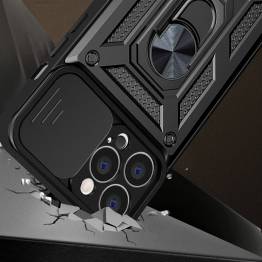  Hybrid Armor Camshieldcover til iPhone 13 Pro Max med kamera-cover i sort