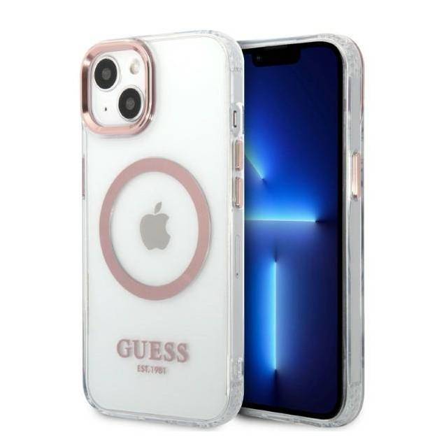 Guess Metal Outline MagSafe cover til iPhone 13 - pink