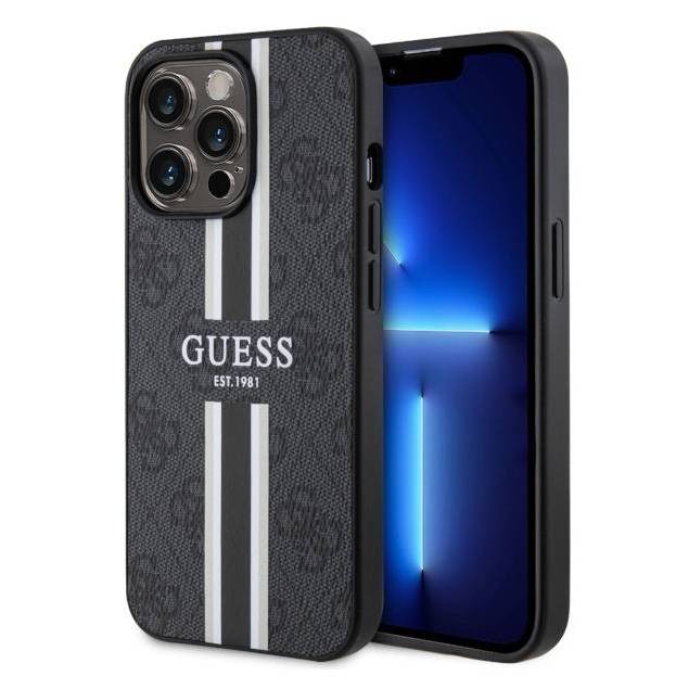 Guess iPhone 13 Pro Max sort hardcase 4G med striber MagSafe