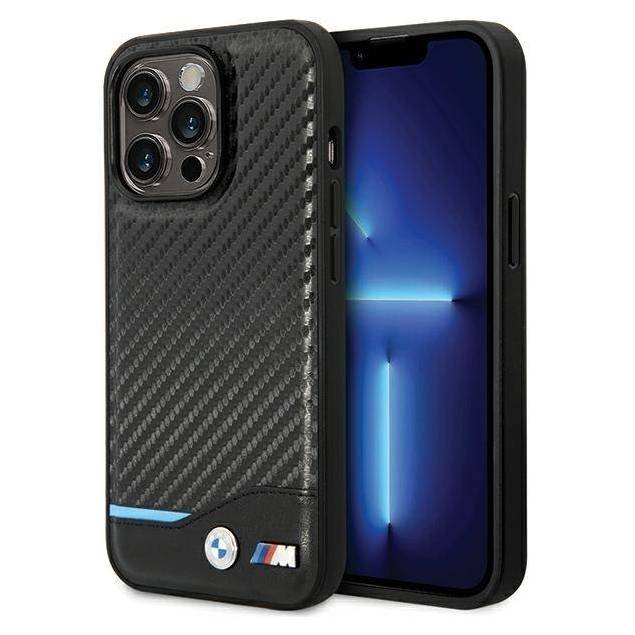 Case BMW iPhone 13 Pro / 13 sort hardcase læder Carbon