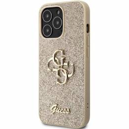  Guess cover til iPhone 13 Pro / 13 - guld glimmer skrift Big 4G