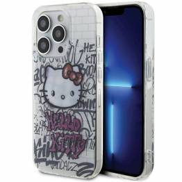 Hello Kitty IML Kitty On Bricks Graffiti cover til iPhone 13 Pro / 13 - hvid