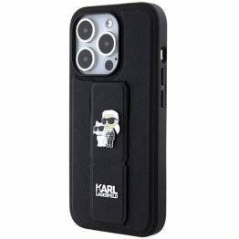  Karl Lagerfeld Gripstand Saffiano Karl&Choupette pinscover til iPhone 13 Pro Max - sort