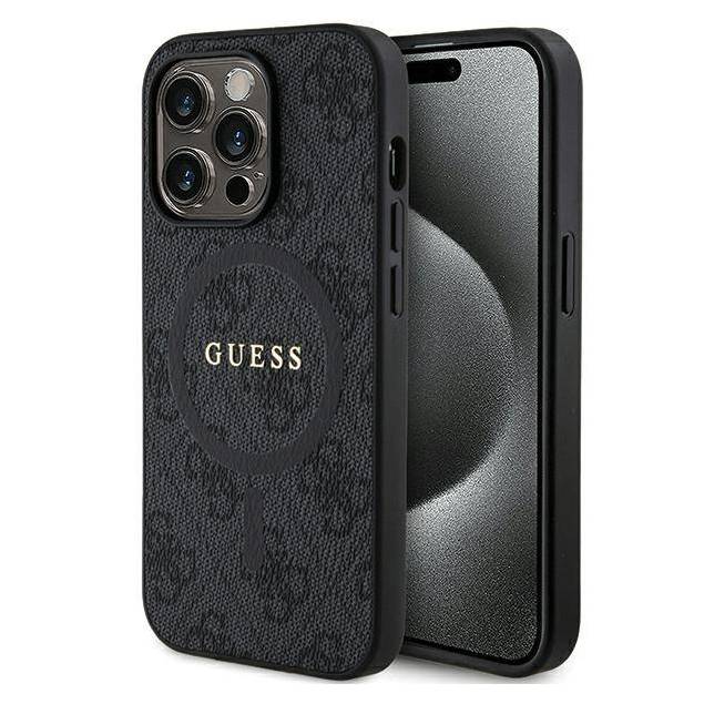 Guess 4G Collection Læder MagSafecover til iPhone 13 Pro Max - Sort