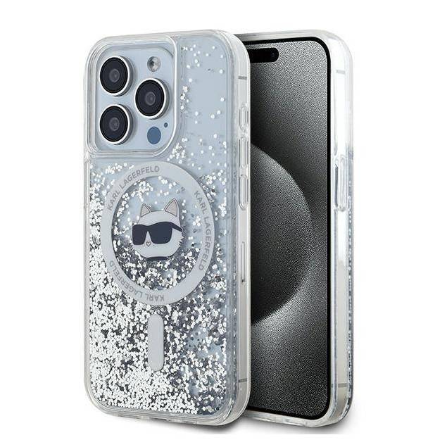 Karl Lagerfeld Liquid Glitter Choupette Head MagSafe cover til iPhone 13 Pro Max - transparent