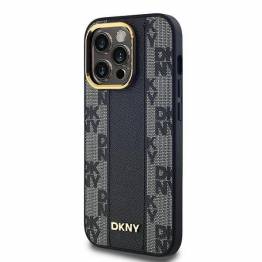  DKNY Læder Ternet Mono Mønster MagSafe Cover til iPhone 13 Pro / 13 - Sort