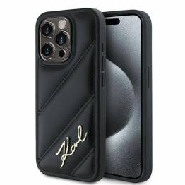 Karl Lagerfeld Diagonal Quildet Script cover til iPhone 13 Pro / 13 - sort