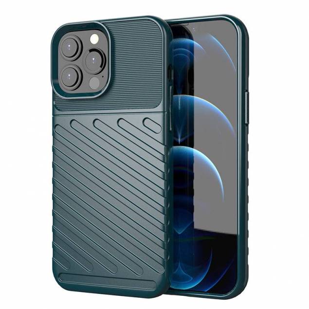 Thunder Case Fleksibel Tough Rugged Cover TPU Cover til iPhone 13 Pro Max grøn