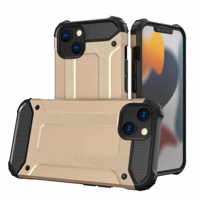 Hybrid Armor Tough Rugged Cover til iPhone 13 mini gylden