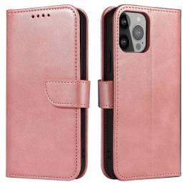 Elegant bookcase cover med klap og kickstand til iPhone 13 Pro Max pink