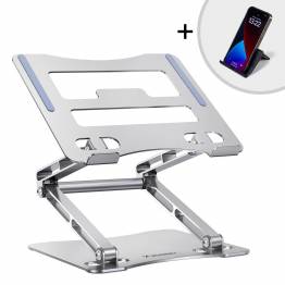 Robust and flexible laptop stand including mobile holder - up to 52 cm - Silver