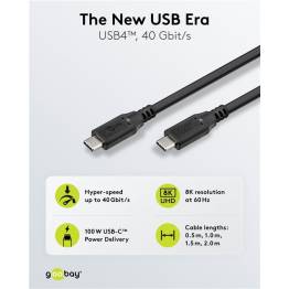  Goobay USB-C cable 100W PD - USB4 - 40 Gbit/s - 2m - Black