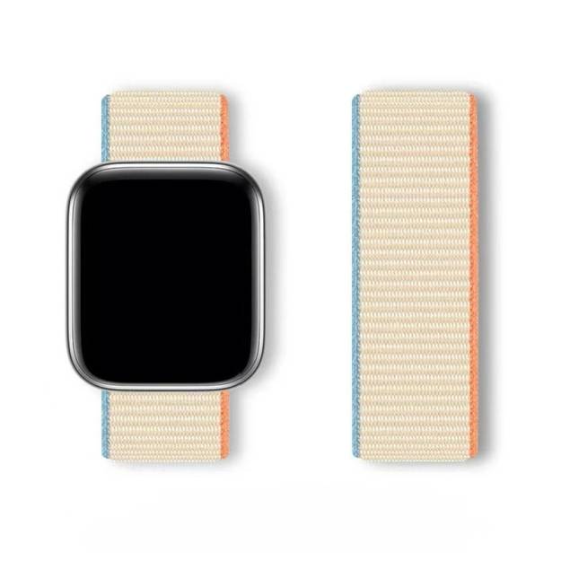 Sport nylon loop strap for Apple Watch Ultra and Watch 44/45/46/49mm - Beige/Blue/Orange