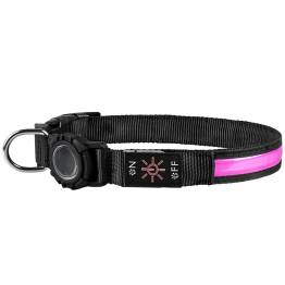 Waterproof LED collar with AirTag holder for dogs - Pink - Large