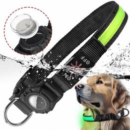  Waterproof LED collar with AirTag holder for dogs - Pink - Large