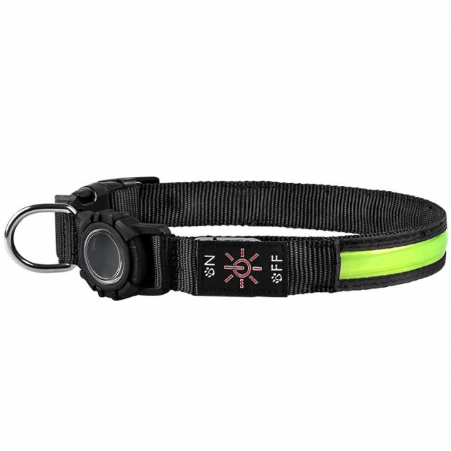 Waterproof LED collar with AirTag holder for dogs - Pink - 38-60cm - Large